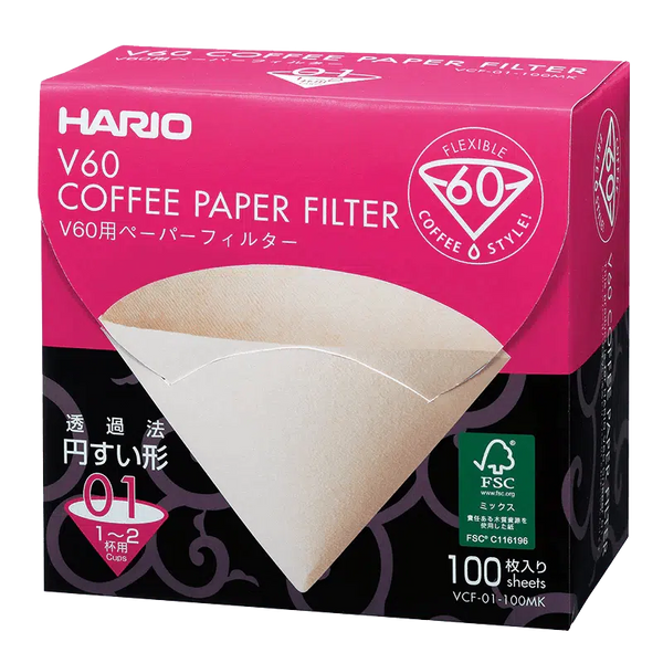 V60 Filter Paper ❘ 01 Size-Kaffefilter-Hario-100 pack-Naturlig-Barista och Espresso