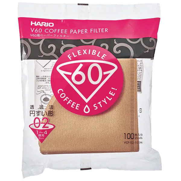V60 Filter Paper ❘ 02 Size-Hario-100 pack-Naturlig-Barista och Espresso